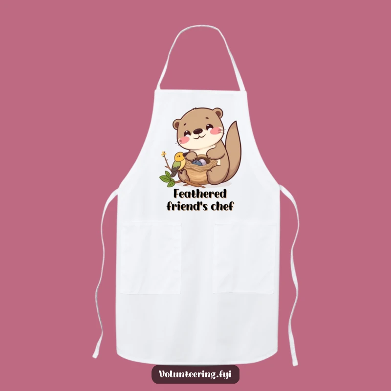 Funny Kawaii Otter Helping Bird Nest Apron: Friendship Gift