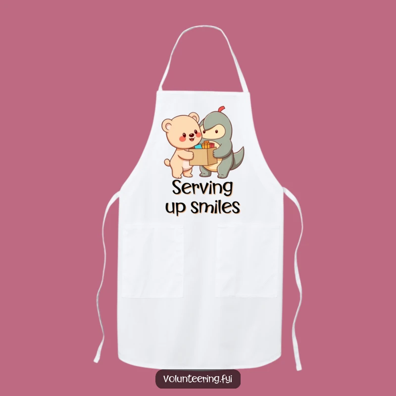 Funny Bear Cub Helper Apron: Cheerful Character Sharing Supplies, Protect Your Clothes Funny Gift