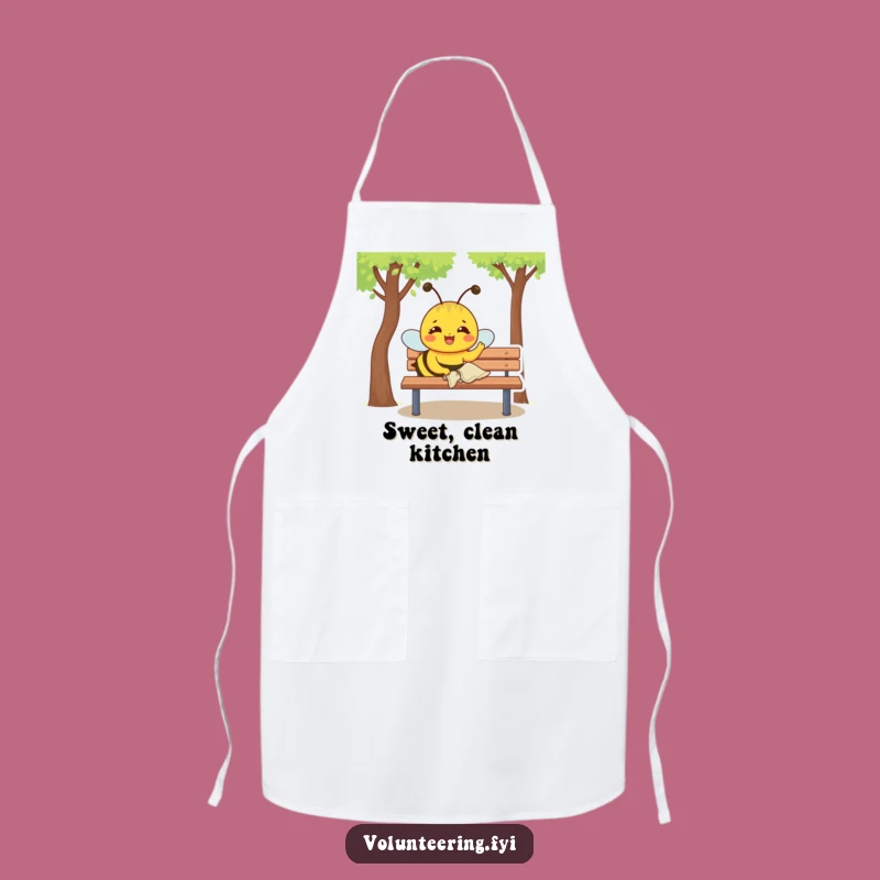 Funny Bee Apron: Joyful Bee Polishing Bench, Kitchen Fun Funny Gift
