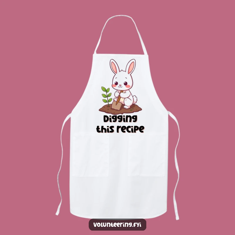 Funny Bunny Gardener Apron: Cute Character Planting Tree, Protect Your Clothes Funny Gift