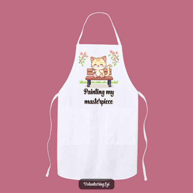 Funny Kawaii Cat Painting Apron, Artist's Kitchen Humor, Chef's Gift