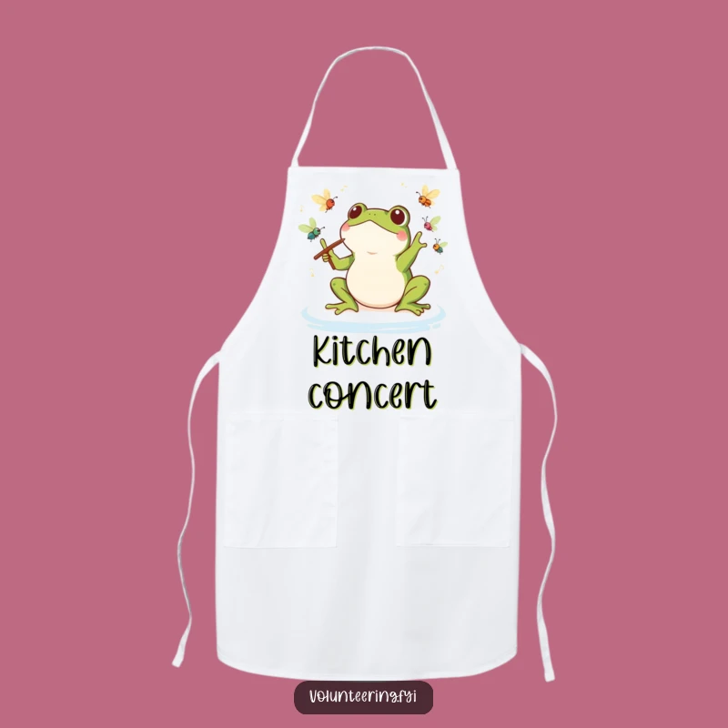Funny Kawaii Frog Conductor Apron: Kitchen Maestro's Attire, Perfect Funny Gift for Cooks