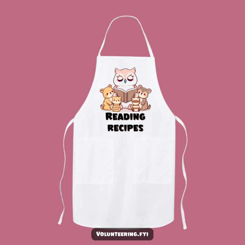 Funny Kawaii Owl Reading Apron: Cook with a Good Book