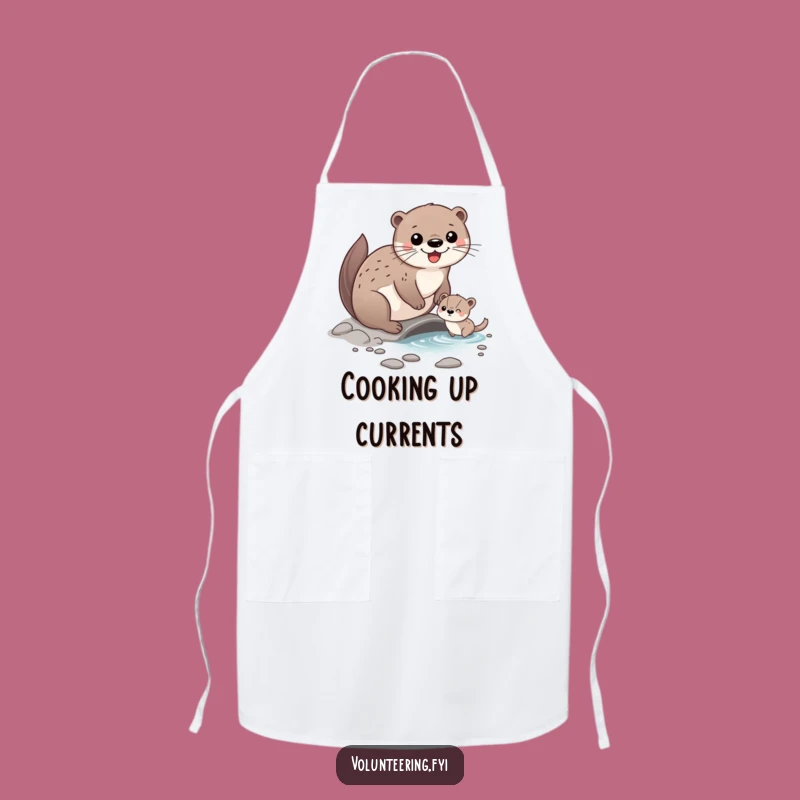 Funny Otter Friend Apron: Happy Character Helping Animal Cross Stream, Protect Your Clothes Funny Gift