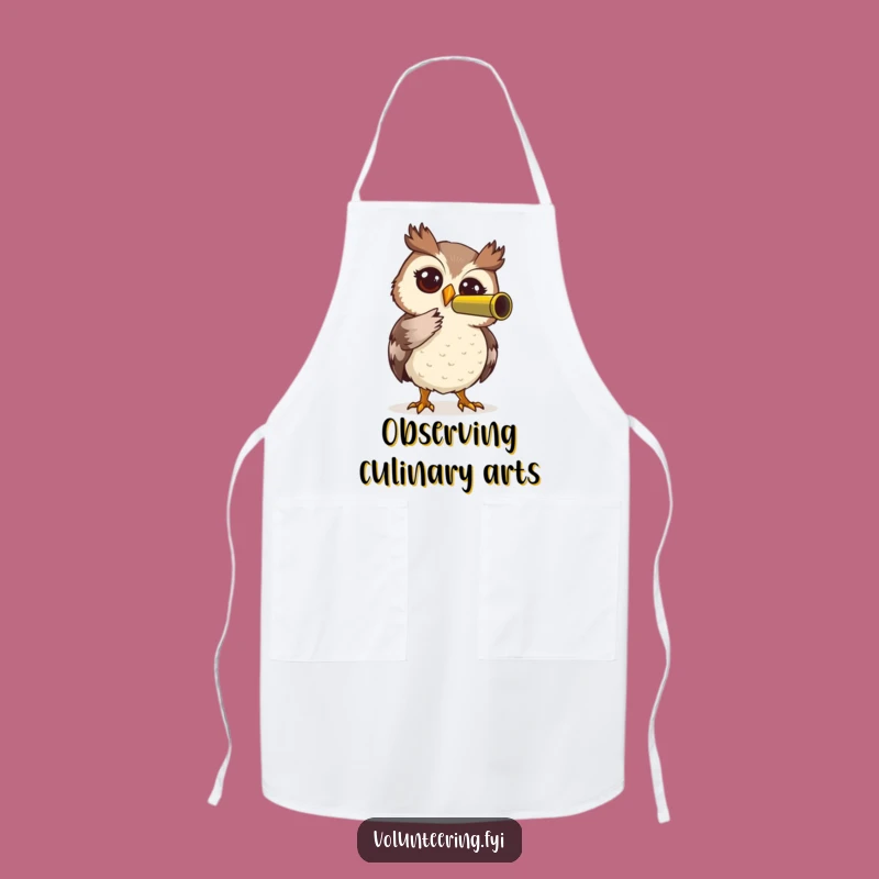 Funny Owl Telescope Apron: Cook with Curiosity and Humorous Style