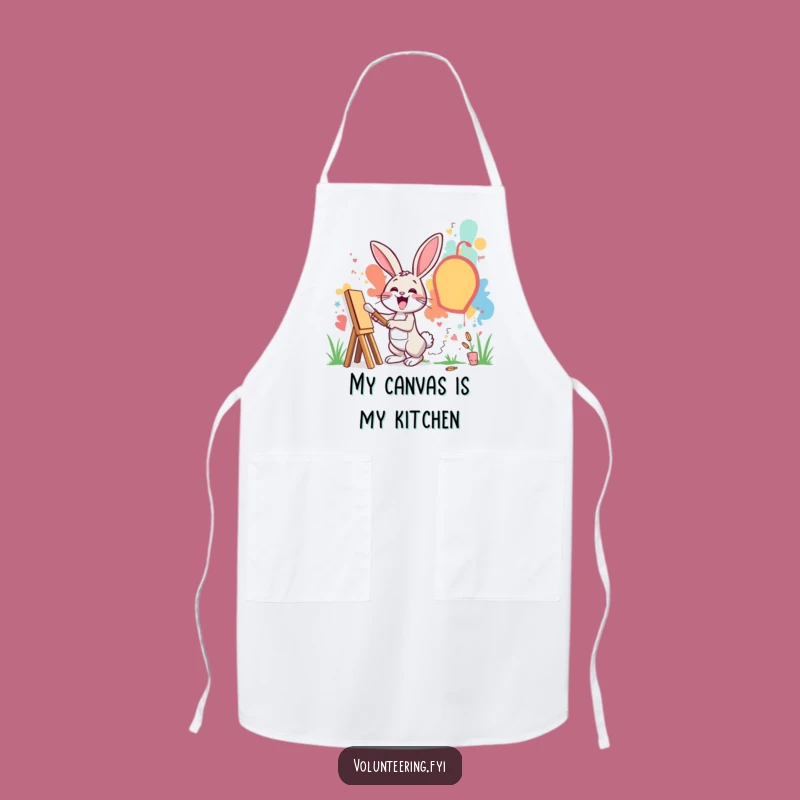 Funny Rabbit Artist Apron: Kitchen Wear for Creative Cooks