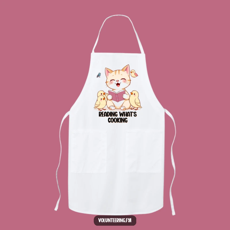 Funny Cat Reading Apron: Cook with a Cheerful Feline Storyteller, Ideal Funny Gift!
