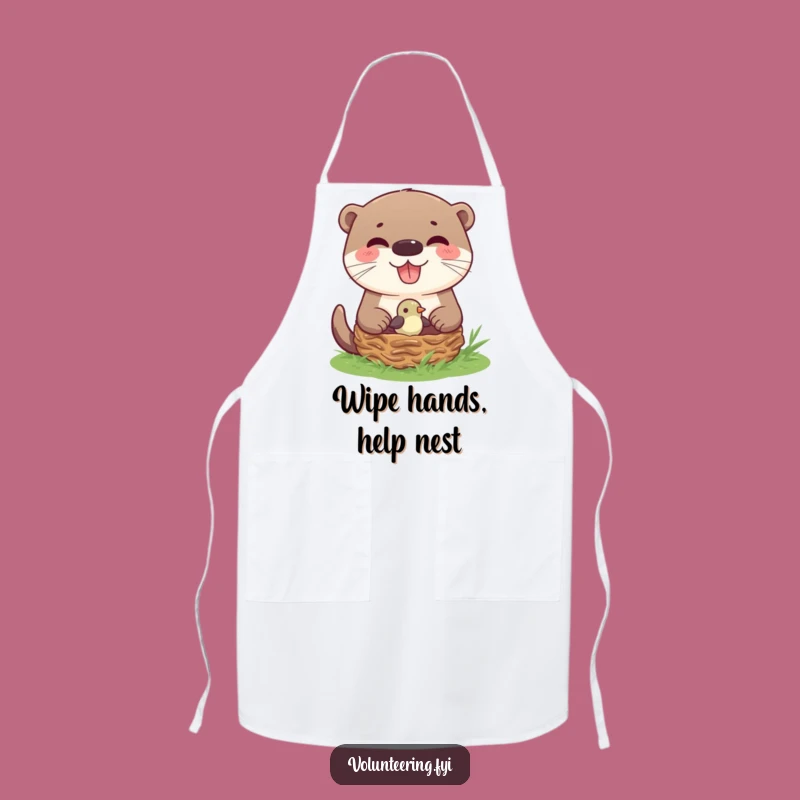 Funny Otter Helping Bird Nest Apron: Kitchen Fun, Adorable Chef Gift for Animal Lovers