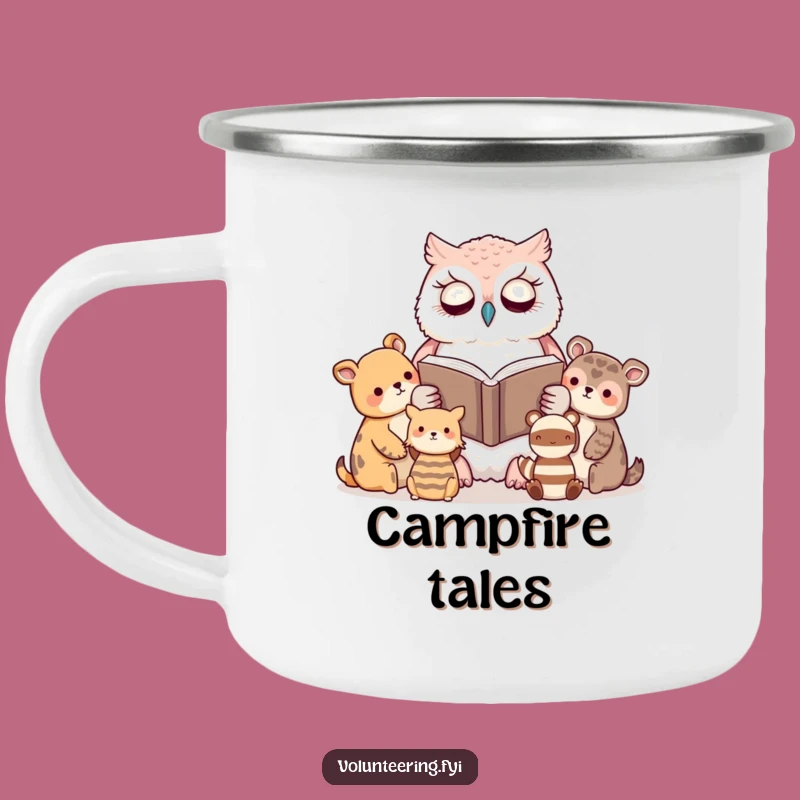 Funny Kawaii Owl Reading Camping Mug: Wise Sips Outdoors