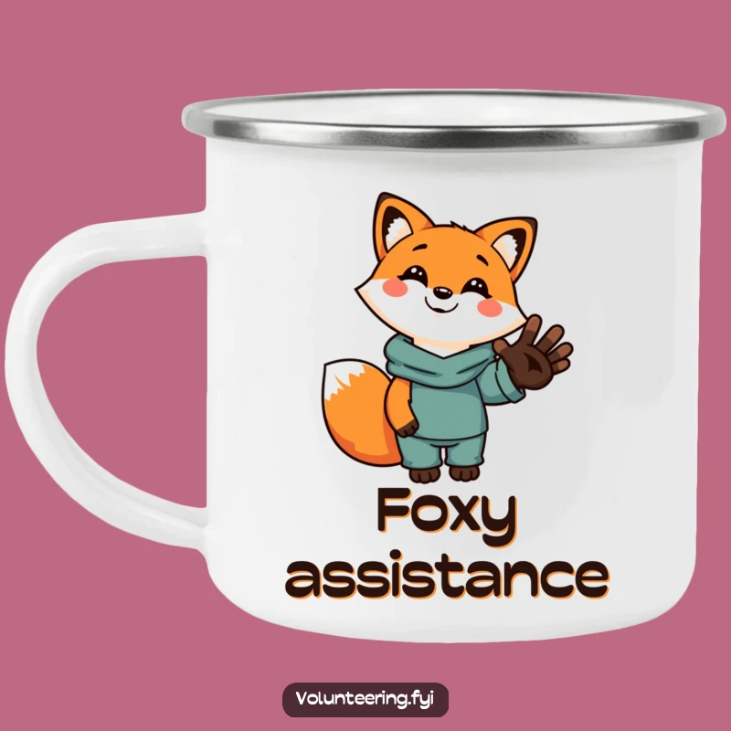 Funny Fox Helping Hand Camping Mug: Adventure with a Smile!