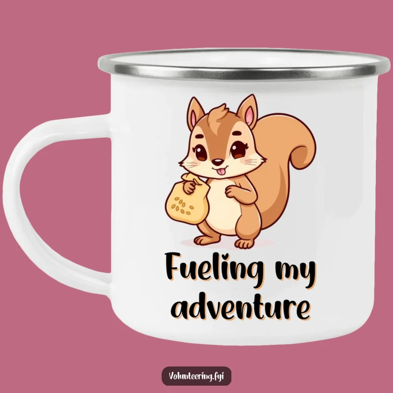 Funny Squirrel Helper Camping Mug: Durable Mug with Determined Character Carrying Seeds, Funny Gift
