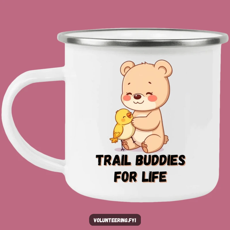 Funny Bear Cub Campfire Mug: Gentle Friend Bird Watching