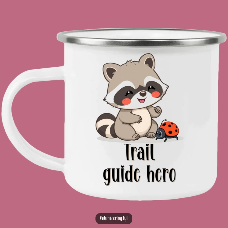Funny Kawaii Raccoon Ladybug Camping Mug, Outdoor Kindness, Adventure Gift