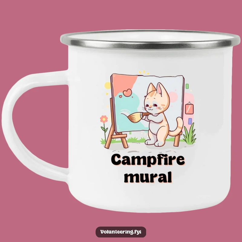 Funny Kitten Artist Camping Mug: Mural Masterpiece - Hilarious Outdoor Art Gift