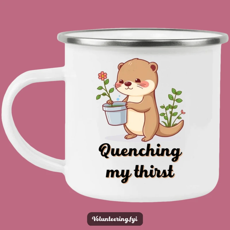 Funny Otter Camping Mug: Enamel Cup for Plant Lovers, Humorous Outdoor Gift