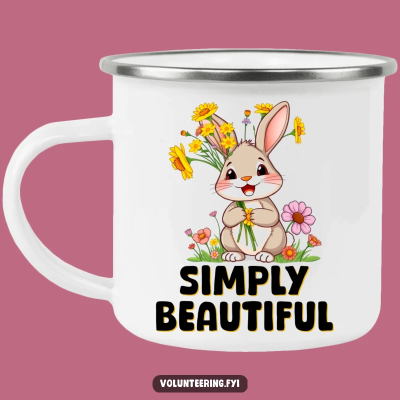 Funny Rabbit Camping Mug: Enjoy Nature with This Adorable Flower-Themed Mug