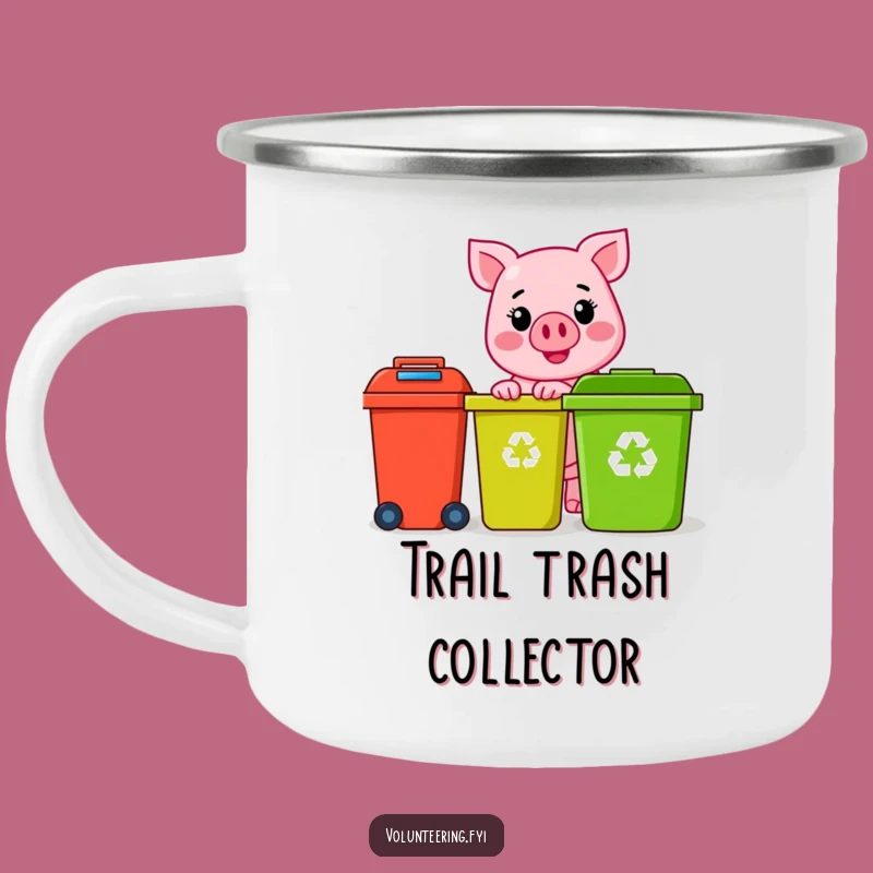 Funny Pink Pig Recycling Camping Mug: Enjoy Hot Drinks With Cheerful, Outdoor Eco-Spirit