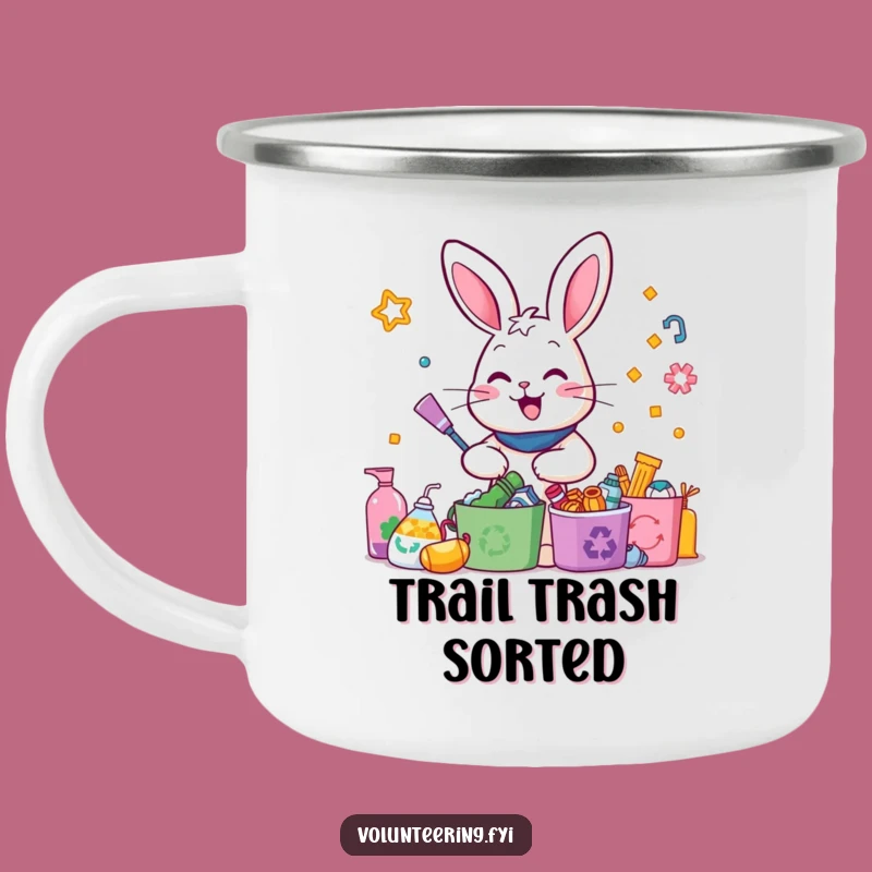 Funny Rabbit Recycling Camping Mug: Eco-Adventure Drinkware - Hilarious Outdoor Gift