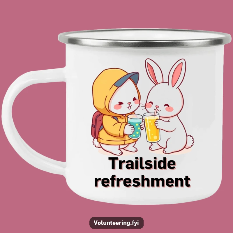 Funny Kawaii Rabbit Hydration Camping Mug: Trail Refreshment Buddy, Perfect Outdoor Funny Gift