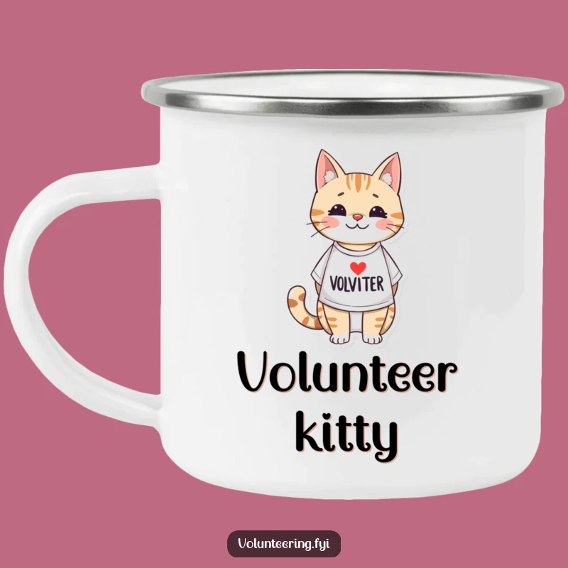 Funny Volunteer Cat Camping Mug: Adventure with a Helper!