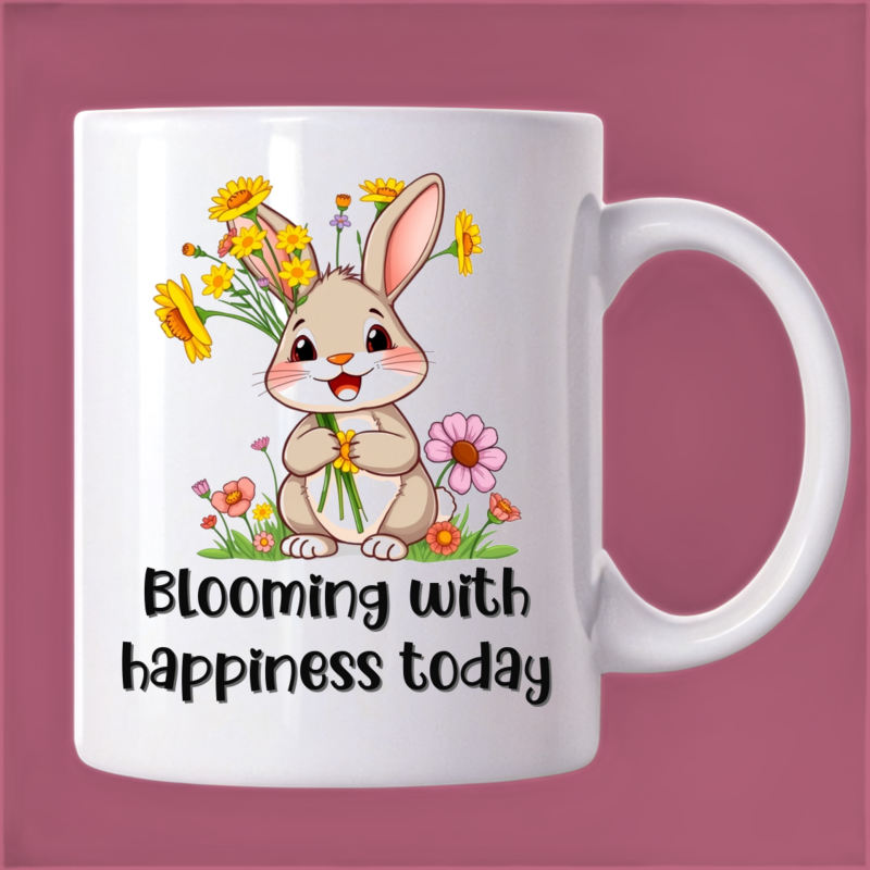 Rabbit's Bouquet: A Cheerful Mug for You 