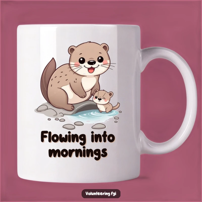 Funny Otter Friend Mug: Happy Character Helping Animal Cross Stream, Perfect Funny Gift