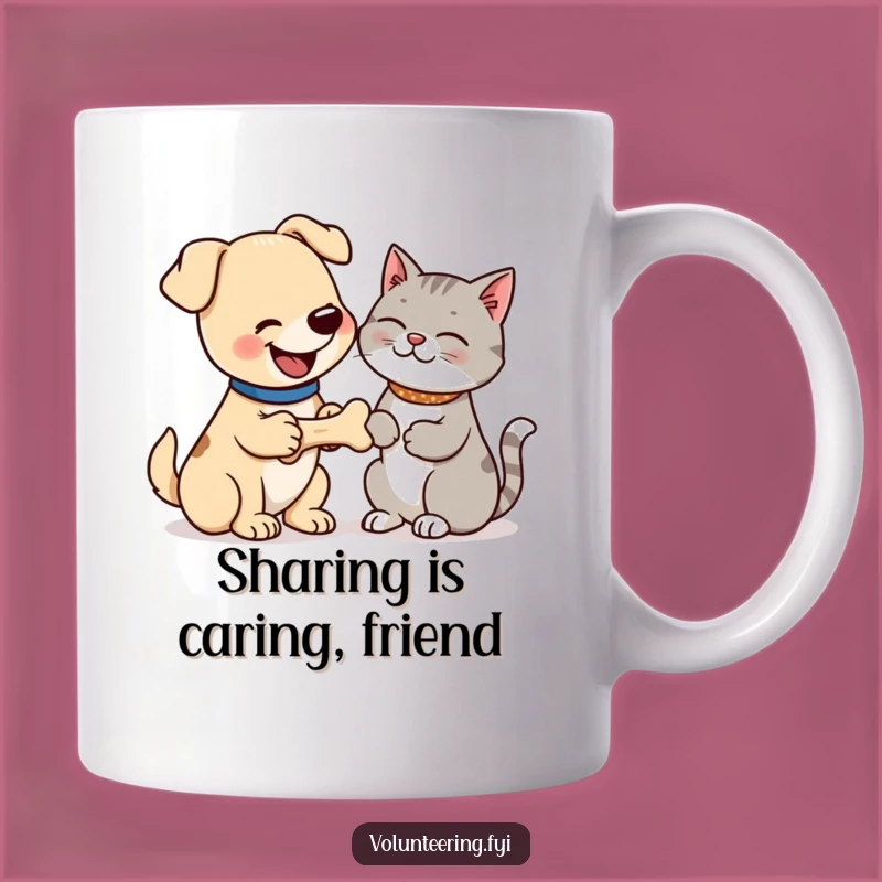 Funny Dog & Cat Bone Gift Mug - Adorable Animal Friendship