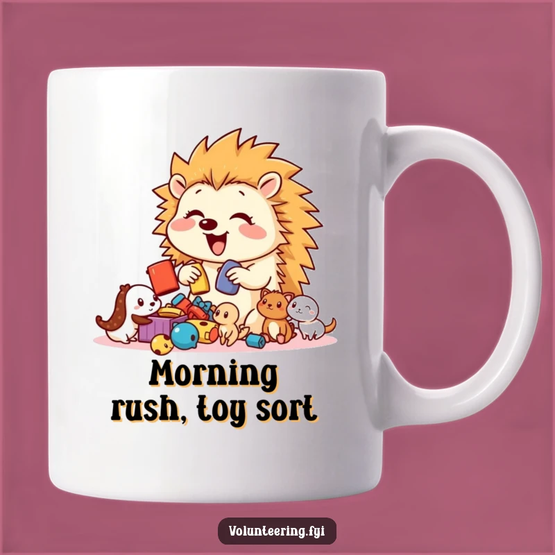 Funny Hedgehog Toy Sorter Mug: Happy Helper, Playful Creature Gift, Great Mug