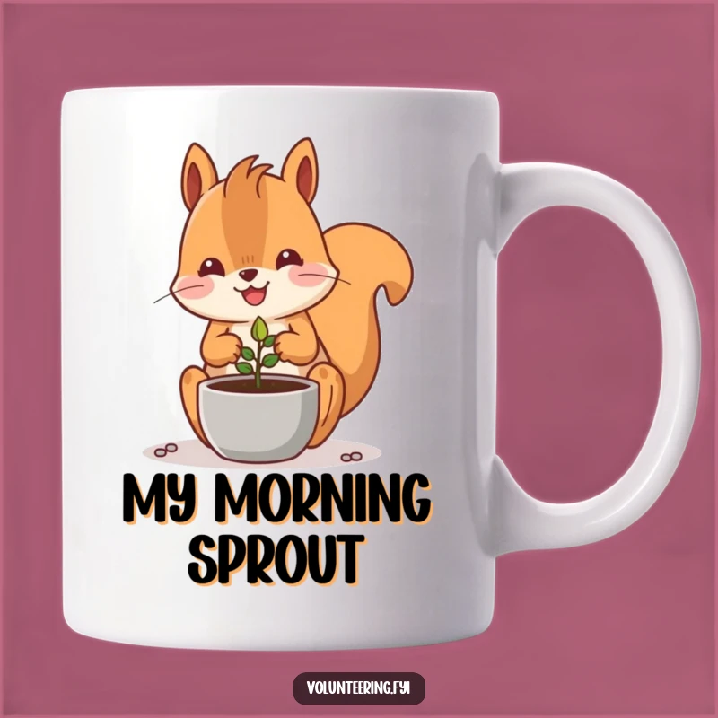 Funny Kawaii Squirrel Planting Seed Mug: Cute Gardener Gift