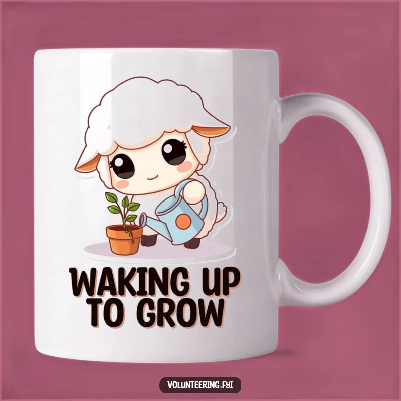 Funny Sheep Watering Mug: Kind Eyes Caring for Plant, Perfect Funny Gift