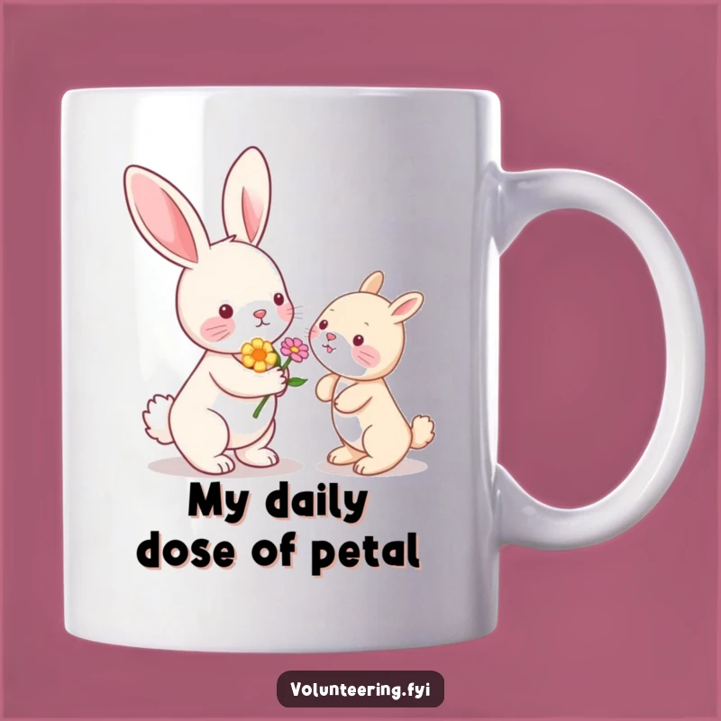 Funny Kawaii Bunny Giving Flower Mug: A Cute Animal Gift for Her