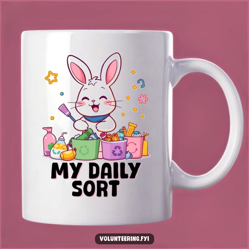 Funny Rabbit Recycling Mug: Enthusiastic Helper - Hilarious Eco-Friendly Gift for Organizers