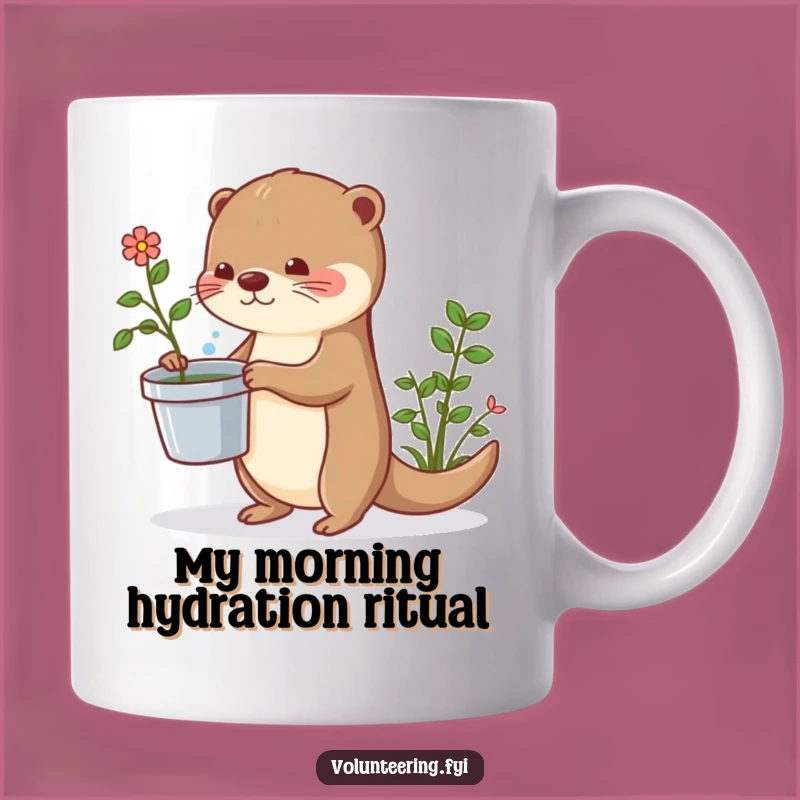 Funny Otter Watering Plants Mug: Adorable Woodland Creature Gift for Garden Lovers