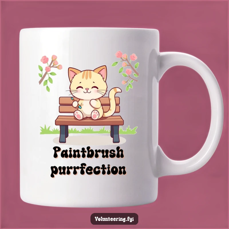 Funny Kawaii Cat Painting Mug, Artistic Kitty Humor, Perfect Gift for Artists