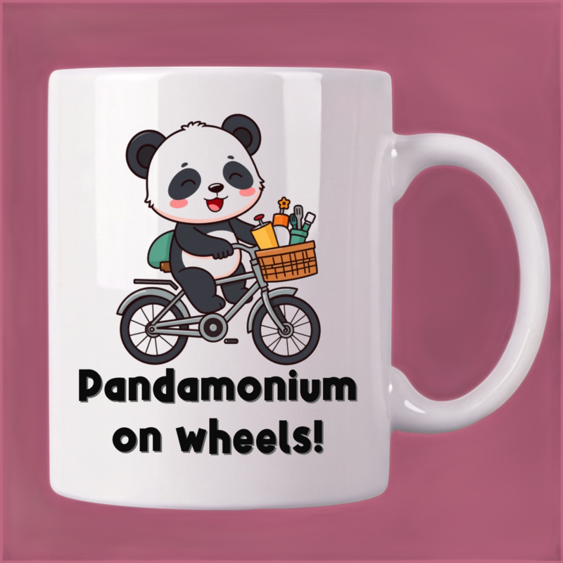 Giggling Panda Riding Bicycle Mug 