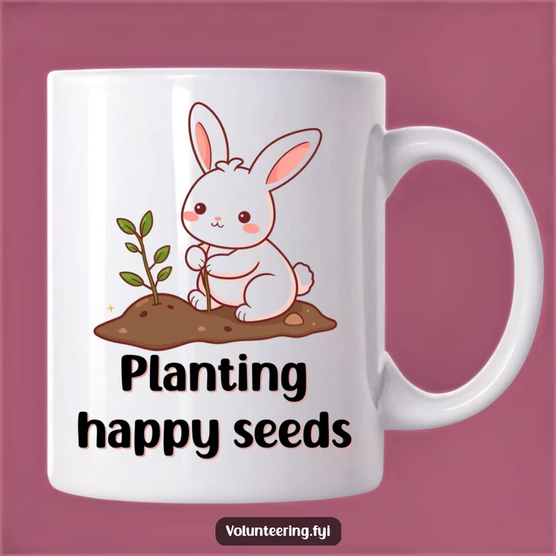 Funny Bunny Planting Tree Mug: Spread Green Joy with a Smile!