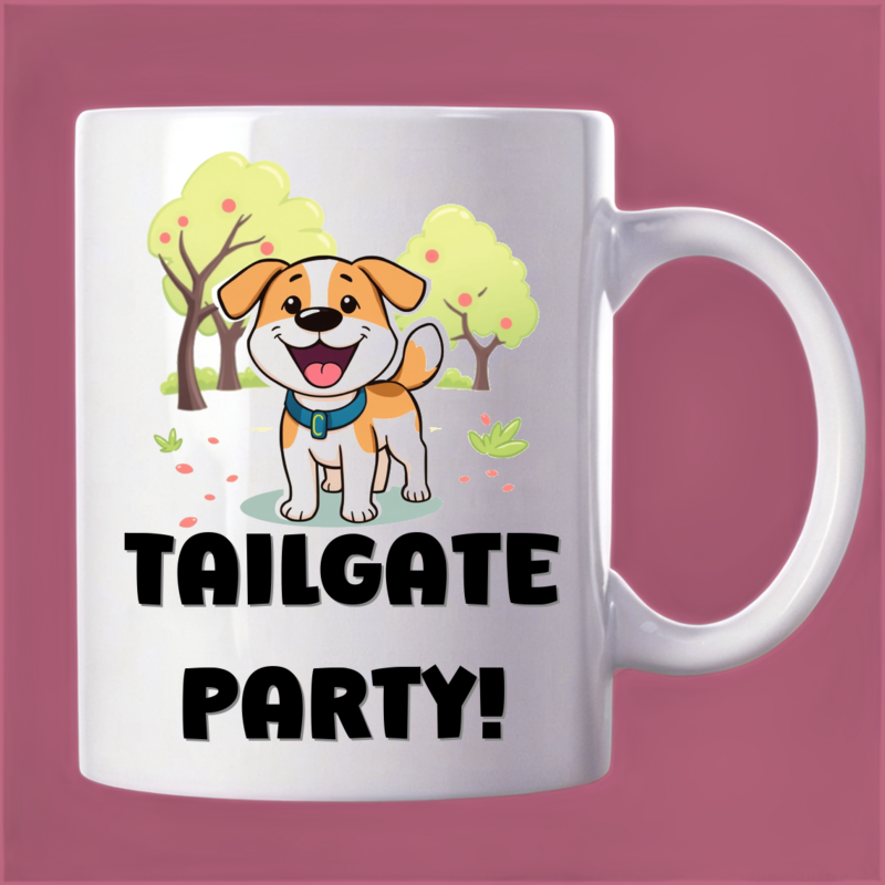 Happy Dog Wagging Tail in the Park Mug 