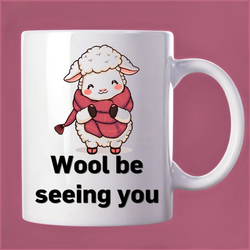 Cozy Sheep Knitting a Warm Winter Scarf Mug 