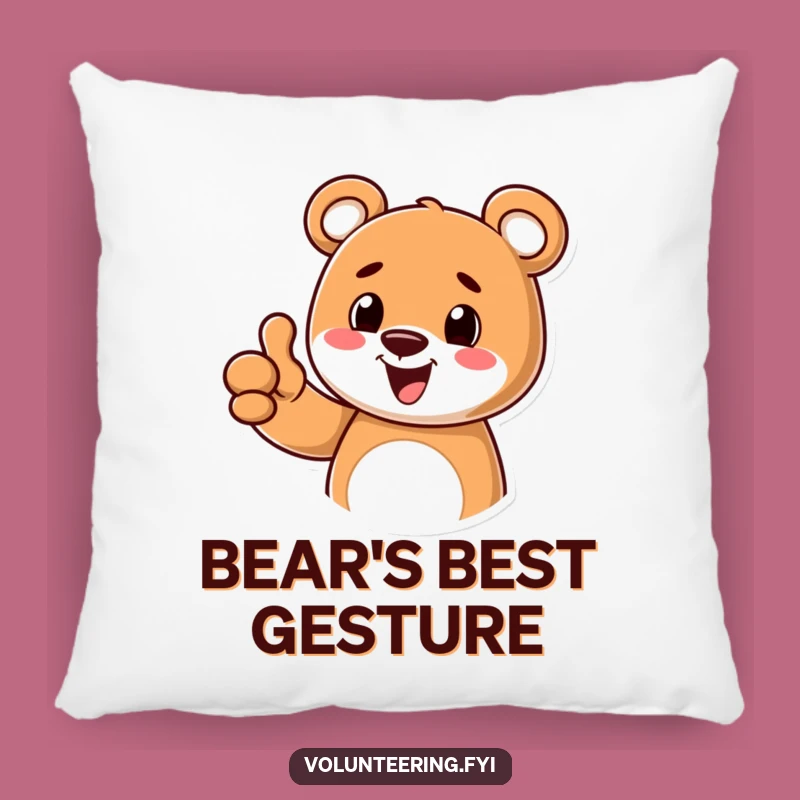 Funny Bear Thumbs Up Pillow: Cuddle up with Positivity!