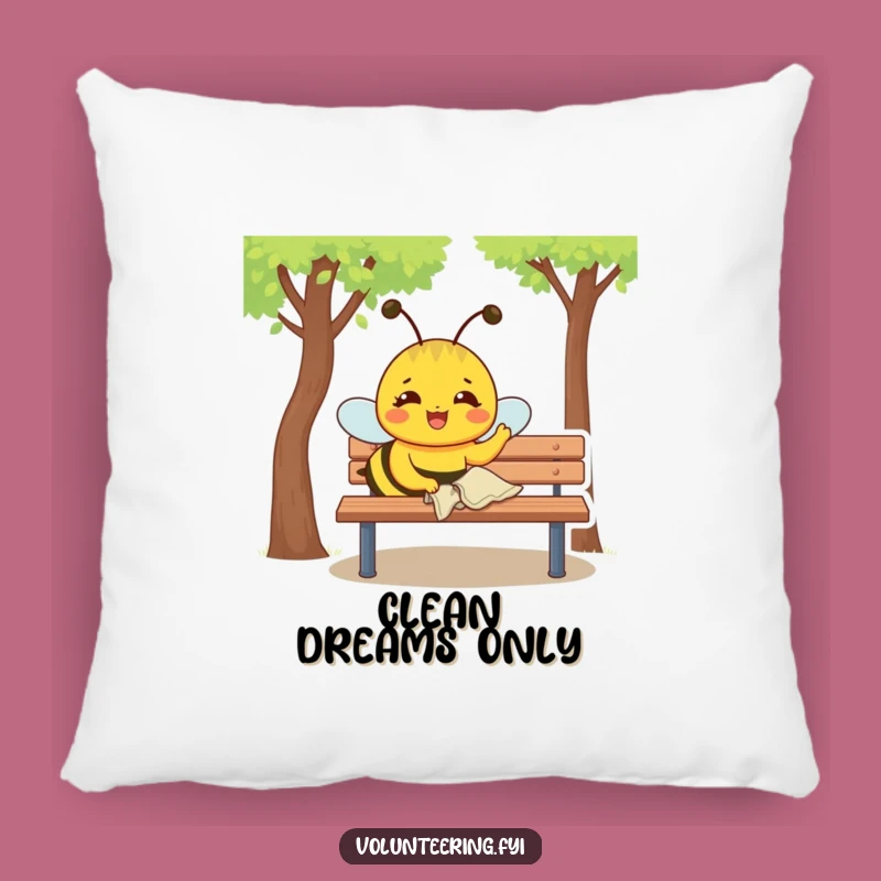 Funny Bee Pillow: Joyful Bee Polishing Bench, Comfy Funny Accent