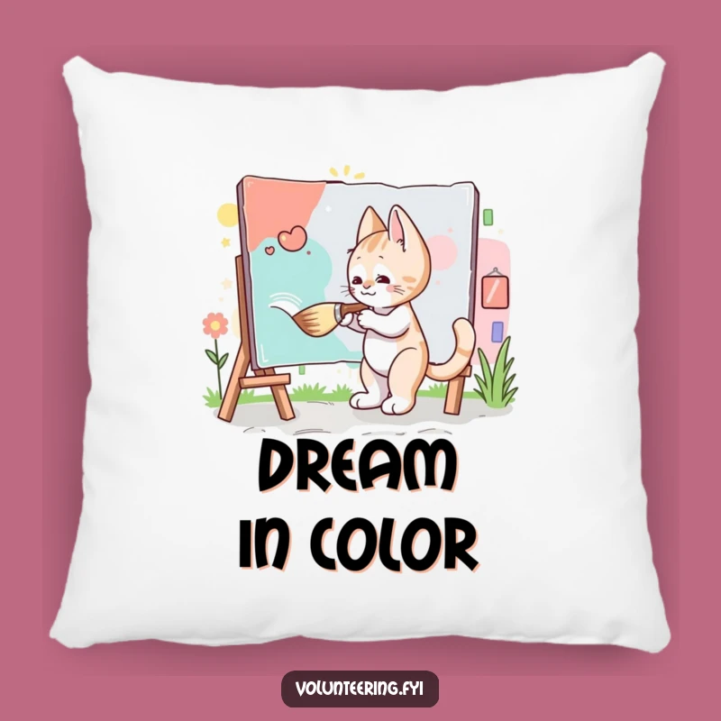 Funny Kitten Artist Pillow: Cozy Creative Corner - Hilarious Accent Pillow, Perfect Gift