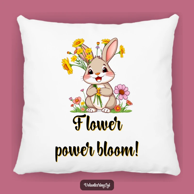 Funny Rabbit Pillow: Cuddle Up with This Adorable Flower-Themed Throw Pillow