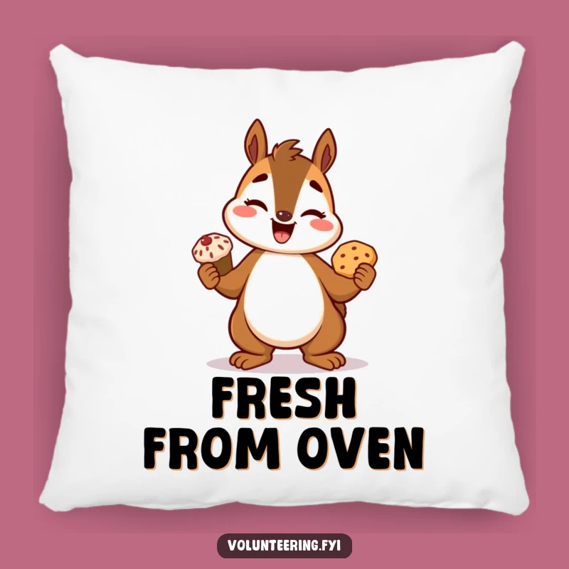 Funny Squirrel Pillow: Cuddle Up with This Adorable Baking-Themed Throw Pillow