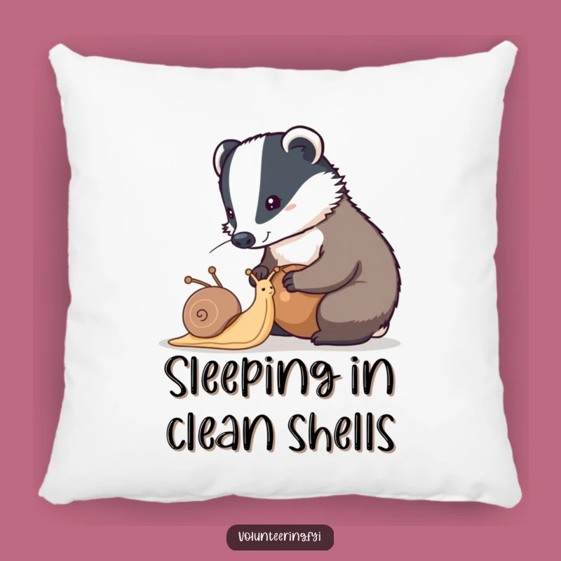 Funny Badger & Snail Pillow - Cozy Diligent Comfort Cushion Gift