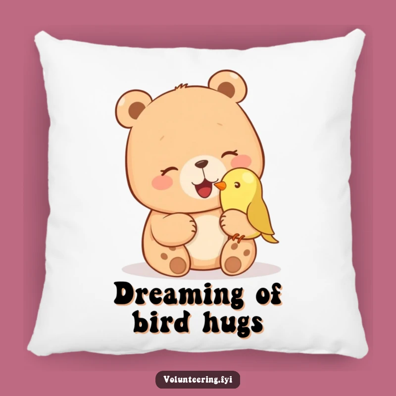 Funny Bear & Bird Pillow - Cozy Giggling Comfort Gift