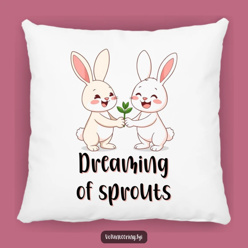 Funny Bunny Friendship Pillow: Cheerful Gardener Seedling Comfort
