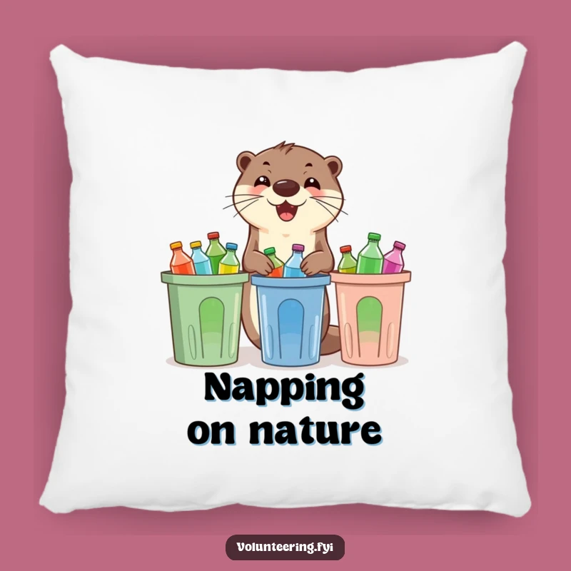 Funny Otter Eco Pillow: Cozy Up with a Recycling Buddy