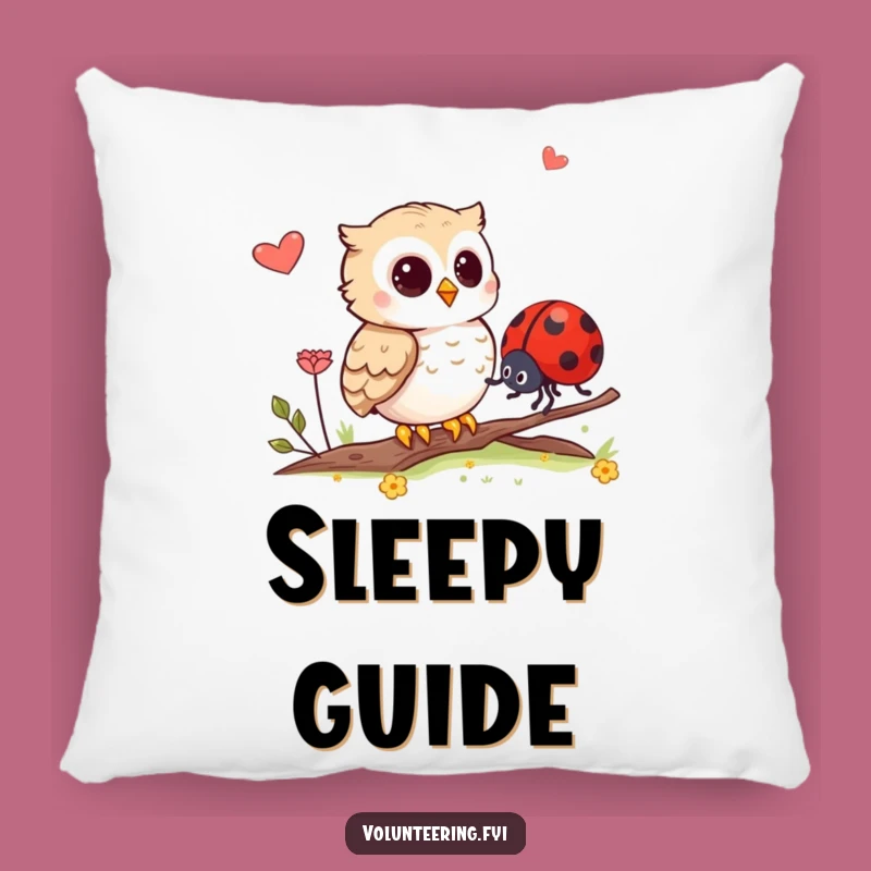 Funny Owl Guides Ladybug Pillow: Snuggle Up with Sweet Companionship