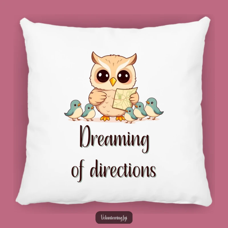 Funny Owl Map Pillow - Comfy Accent Cushion for Bird Lovers