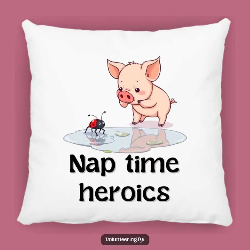 Funny Piglet & Ladybug Pillow - Cozy Animal Comfort Cushion Gift